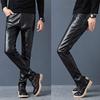 LIFESHINE Leather PU Motorcycle Windproof and Solid Biker Long Skinny Gift Not Men's Pants, Leather, Pants, Cold-Resistant, Color, Fleece-Lined,