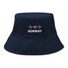 Bucket Hat With Norway Flag Print , Heart Wave Women's Cap Summer Unisex Candy Color Beach Hat
