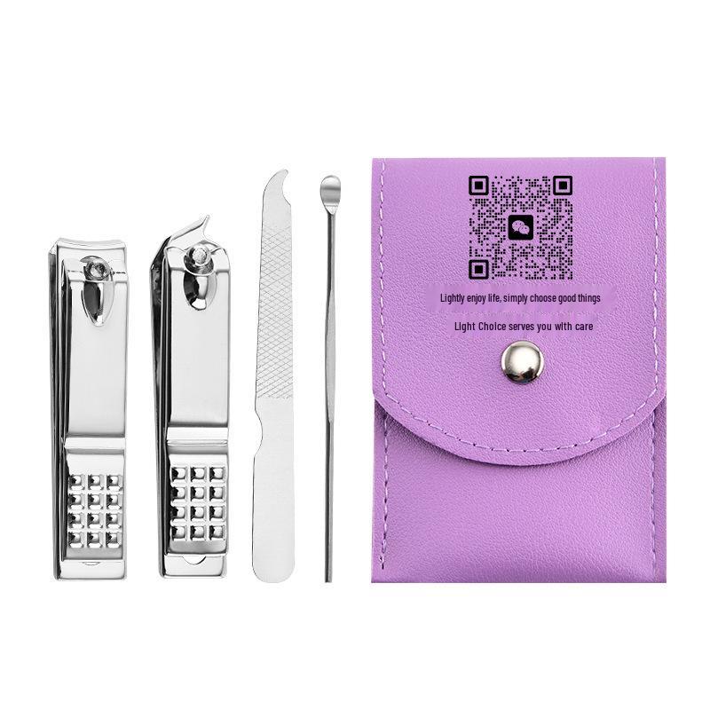 Custom 4-Piece Stainless Steel Nail Care Set: Clippers, Ear Pick, File, and Gift Option