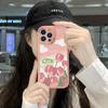 Slim Skin Feeling Cartoon Pink Flowers Soft Silicone PU Leather Cover Phone Case for iPhone Samsung Huawei Honor Xiaomi Redmi OPPO Realme Vivo