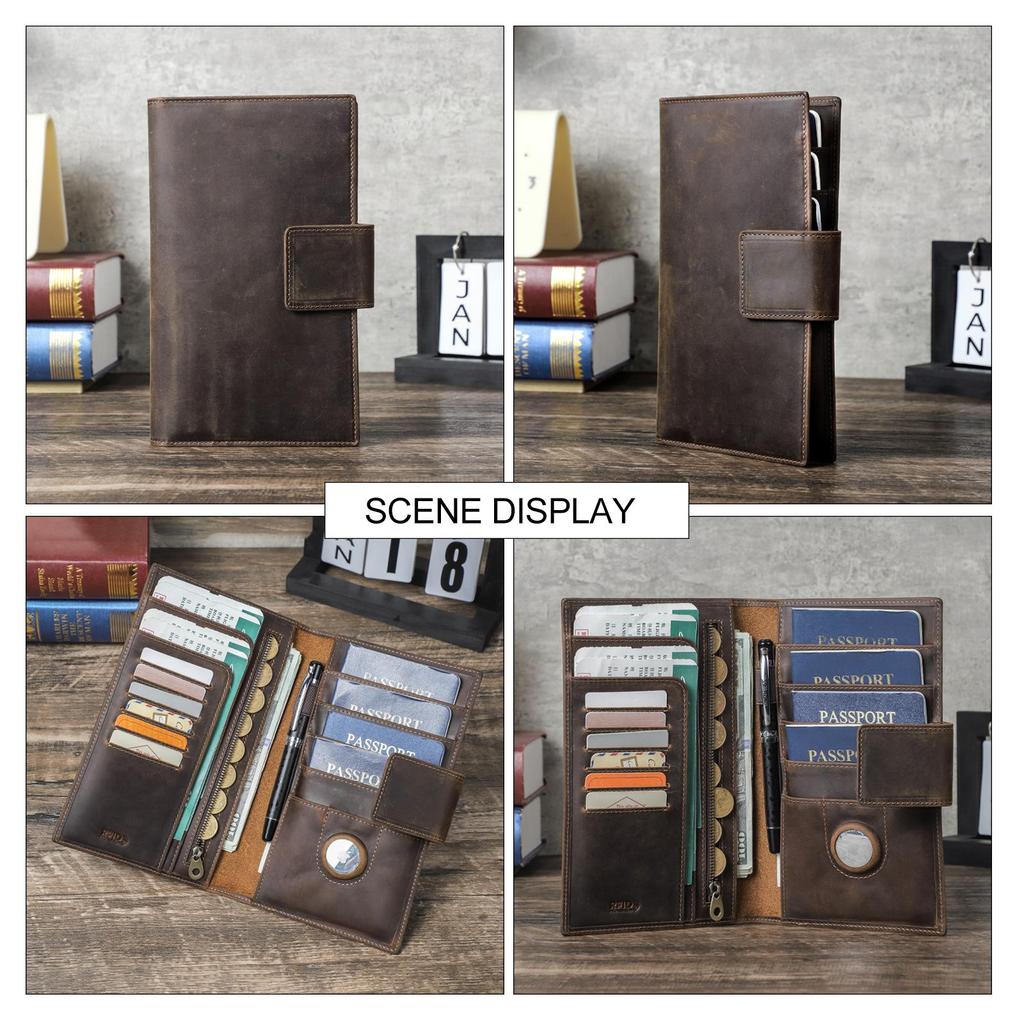 CONTACT'S Hakiki Deri Erkek Clutch Cüzdan Pasaport Tutucu Uzun Çanta Kredi Kartı Yuvası Taşınabilir Kart Çantası Seyahat Cüzdanları