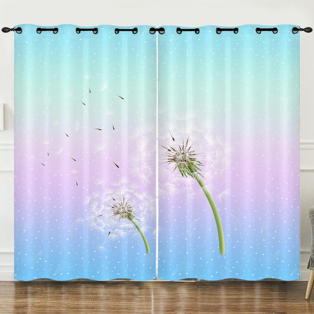 Curtains Color Gradual Change Butterfly Sunshade Child Blackout Curtain Bedroom Without Punching European and American