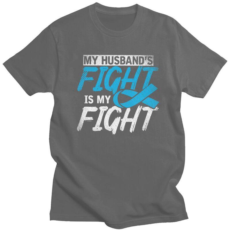My Husbands Fight Is My Fight Prostate Cancer Awareness T Shirt Short Sleeves Graphic Clothing Loose Fit 100 Cotton Tee Tops