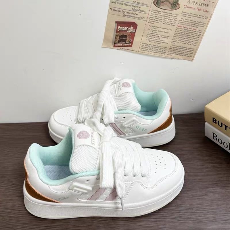 

Women’s 2025 Spring Chunky Sole White Platform Sneakers - Bread Shoes Style Breathable All-Match Student Casual Sporty Shoes 36 белый