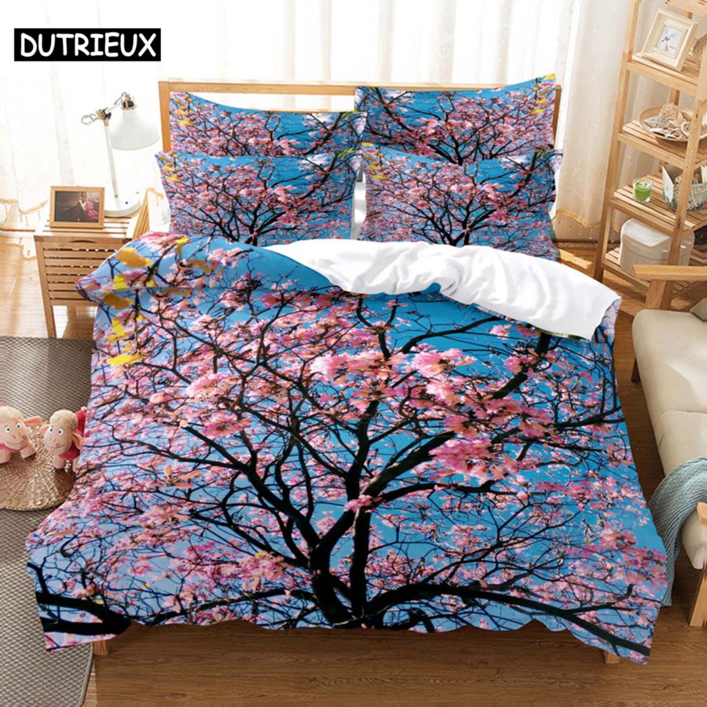 Floral Duvet Cover Sets Double Bed Scenic Quilt Cover Single Bed Queen Bedding Set With Pillowcase 220X240Cm 3Pcs 2Pcs Polyester