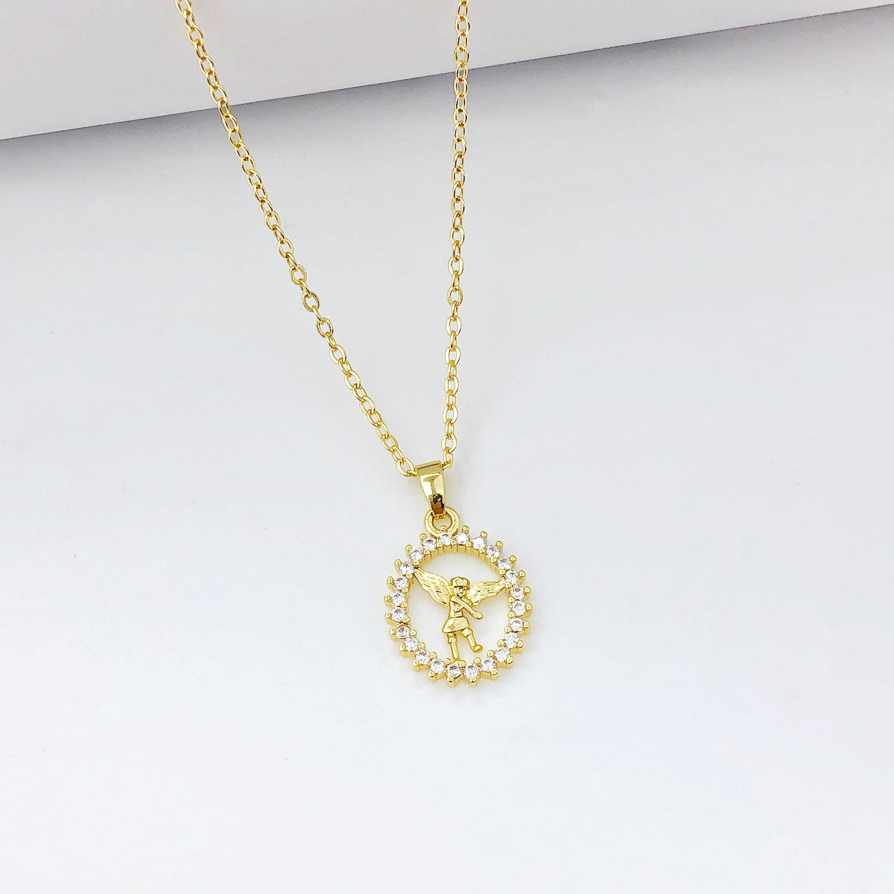 

Virgin Mary St. Jude Prayer Shining Rhinestone Pendant Necklaces Gold color Women/Men Religious Neck Zircon for Daily Wear