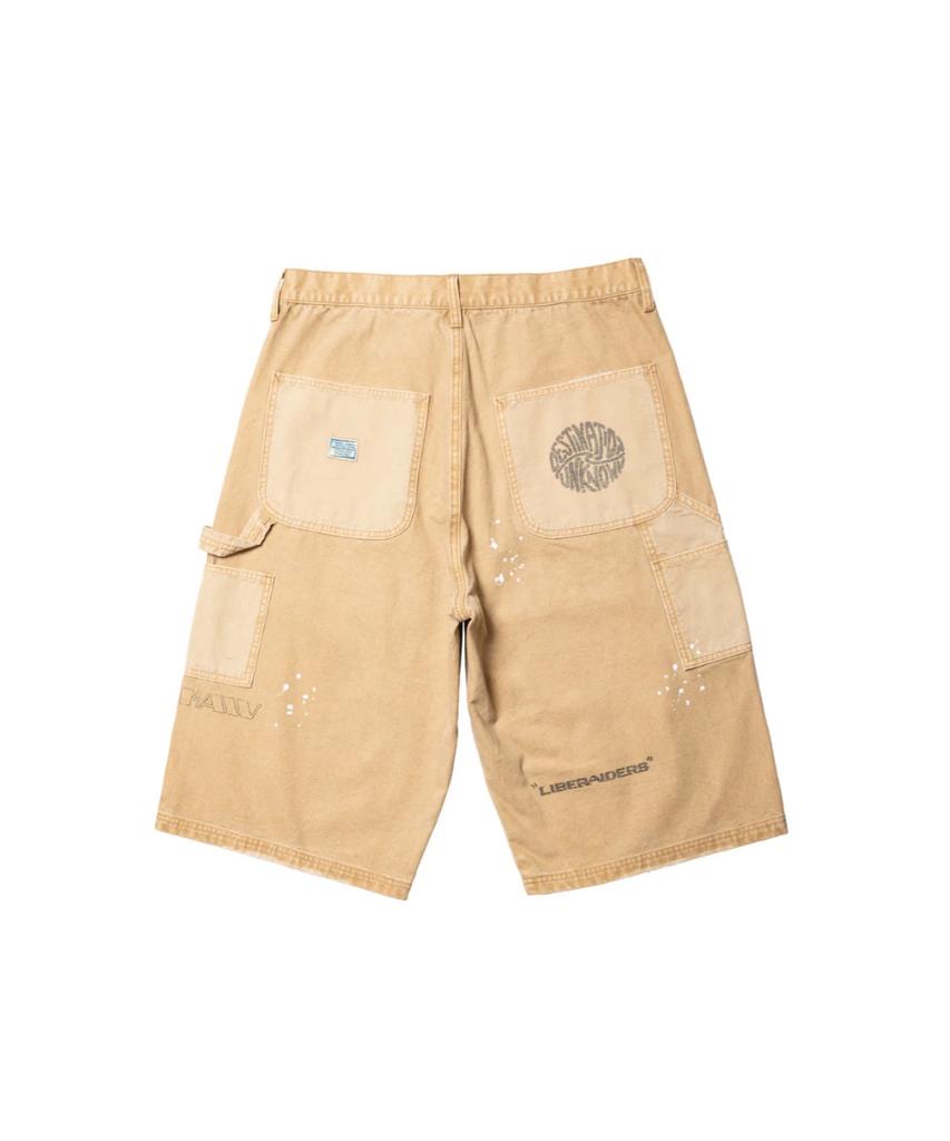 Chanseukeulloding Handwriting Canvas Work Shorts - Beige