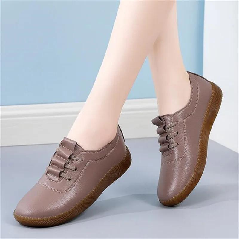 Fashion Women Flats Shoes Soft Loafers Autumn New Design Walking Casual Shoes Women Trend Lace Up Running Shoes Women Sneakers