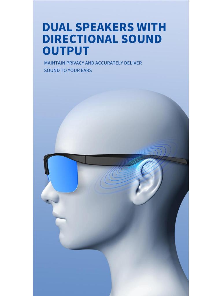 Smart Bluetooth Sunglasses 02Pro: AI Translation, Music & Call Features, V6.0 Black