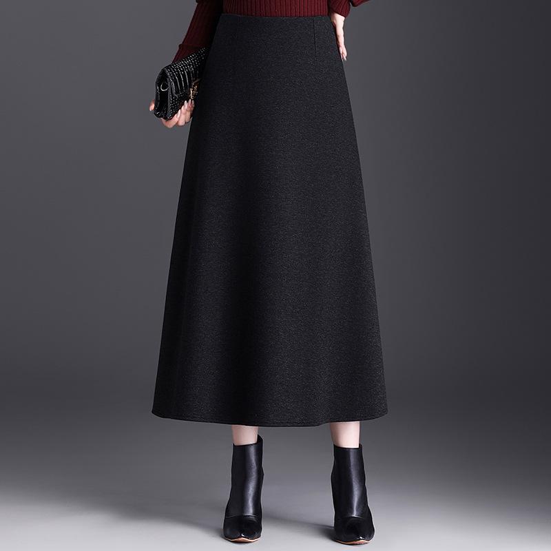Winter 2025 High Waist Woolen A-Line Umbrella Skirt XL