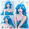 KÖP Blå Lång Syntetisk Peruk The Glory Of The King Lilla Sjöjungfrun Cosplay Peruk Festival Fluffig Silkesblå Långhårig Peruk