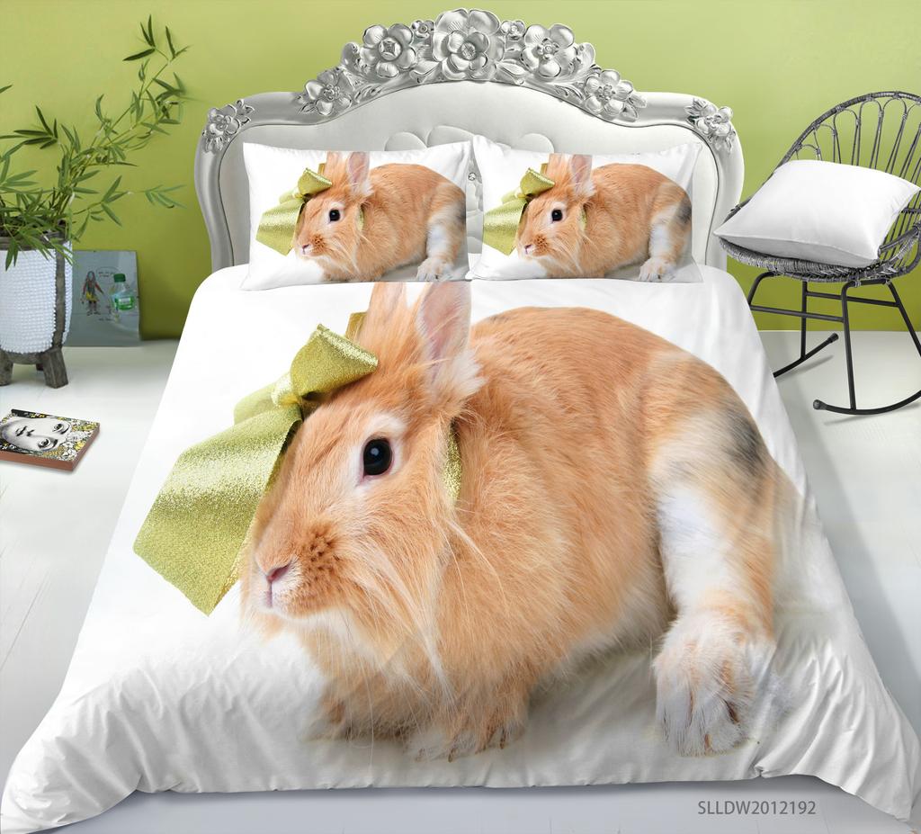 Rabbit Series 3D Digital Printing Bedding Three-Piece Polyester
