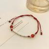 Handmade Red Elegant Rope Bracelet For Women With Bamboo Charm Style Chinese