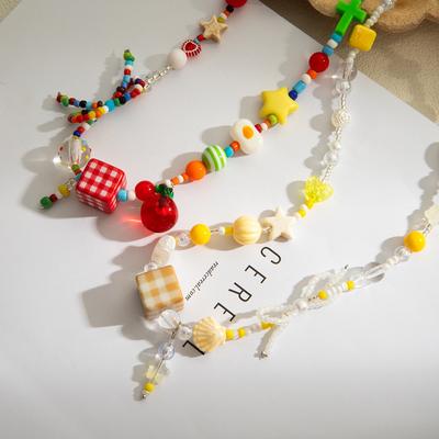 Creative Design Macaron Star Beaded Necklace, Light Luxury High-End Contrasting Color Candy Cartoon Cute Necklace