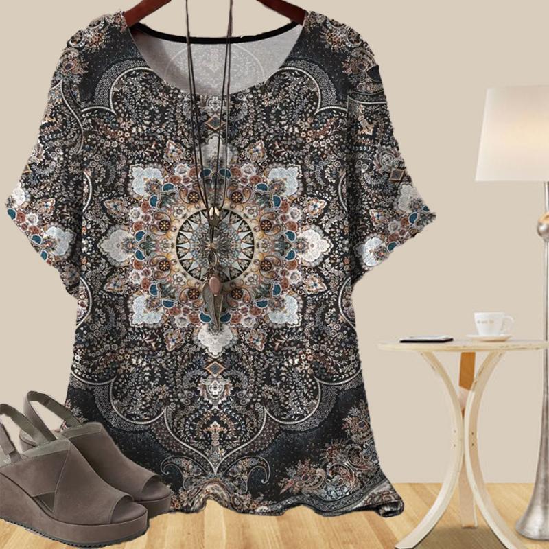 

Женская повседневная свободная весенняя рубашка, женские топы с коротким рукавом и цветочным принтом в виде бабочек в винтажном стиле 8XL чёрный