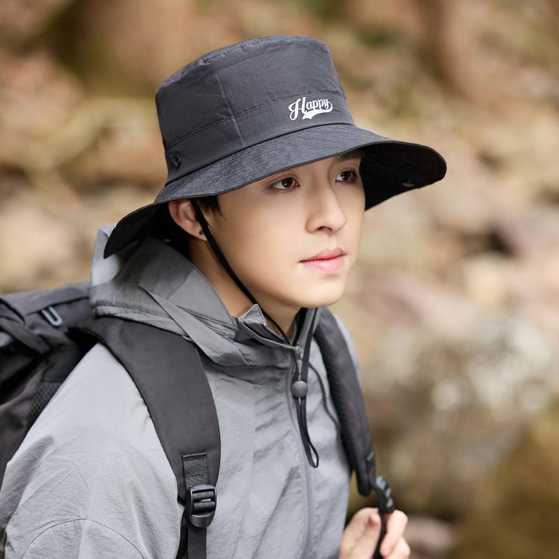 Spring and Summer Hat Men's Outdoor Sports Fishing Hiking Mountain Hat High Quality Windproof Solid Color Versatile Sunshade Bucket Hat