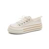 Fashion Women's Canvas Sneakers Thick Bottom Casual Sports Shoes Round Toe Lace-Up White Shoes Good Matching Platform Shoes