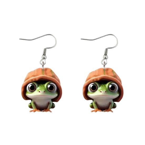 Frog Pendant Dangle Earrings 2D Acrylic Frog Pendant Earrings Cartoon