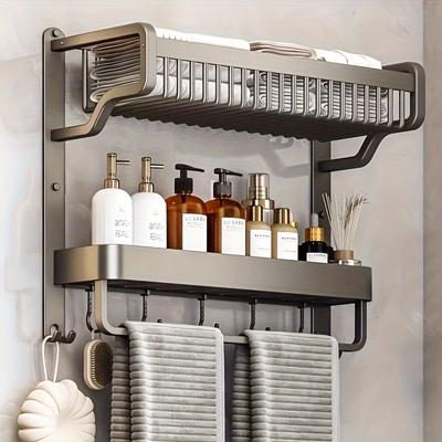 1 Stück Badezimmer-Organizer zur Wandmontage, Hängeregal fürs Badezimmer, 2-stöckiges Badezimmerregal, Kosmetik-Organizer, Shampoo-Duschgel-Regal-Organizer