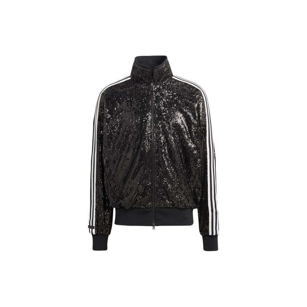 Adidas Originals Clover Blue Version Series Striped Print Sequin Sports Jacket Men Jackets Black IA2461