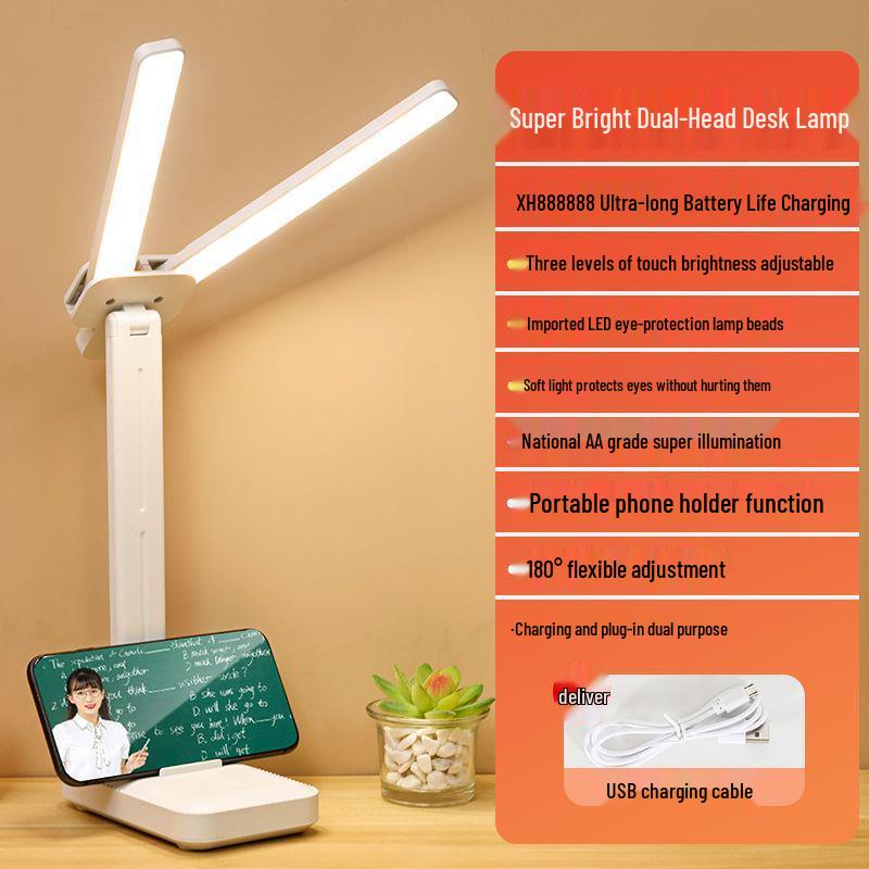 Eye-Protective Desk Lamp with Long Battery for Students - Ideal for Study, Reading, Dorms, and Bedrooms