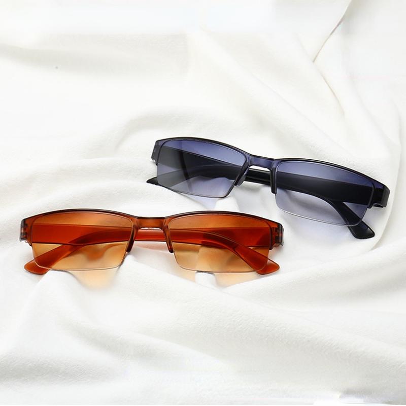 Reading Glasses Men Gradient Prescription Eye Glasses Male Retro Square Half Frame Hyperopia Eyewear +1.0 +1.5 +2.0 +2.5 To +4.0