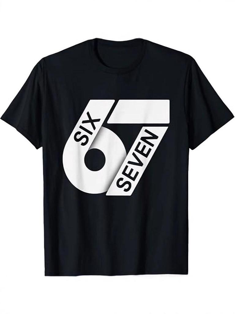 Ziyuan Unisex 67 Printed Casual Loose Short Sleeve Round Neck T-shirt