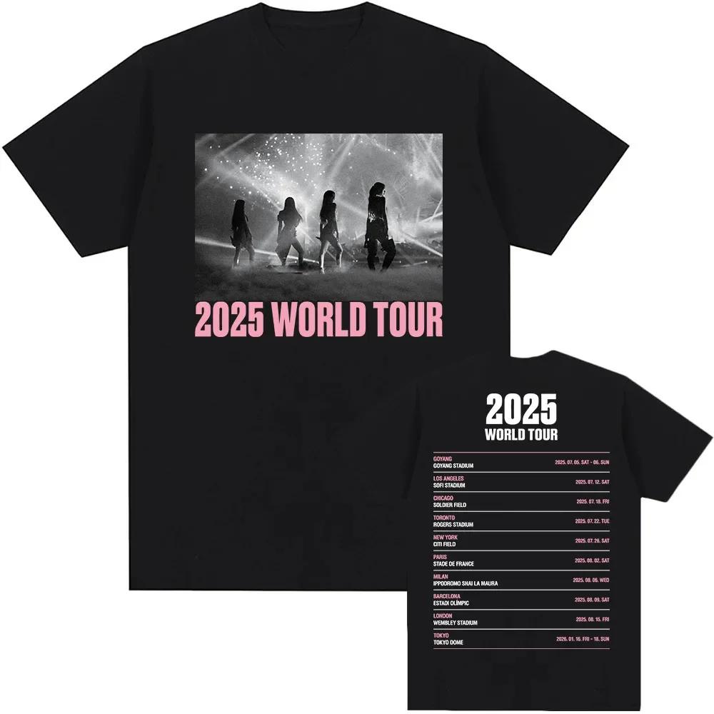 

Black and Pink Tour 2025 T-shirt Summer Short Sleeve Male Tshirts Korean Girls Band Fashion T Shirt Streetwear Unisex Men Women#Color XXXXXL