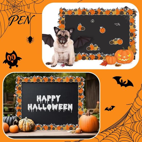Seasonal Atmosphere Enhancers Halloween Stickers with Pumpkin And Bat Prints, Durable Coated Wall Hanging Party Supplies Paper Decals, Stylish