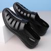 Fashion 2025 Summer Breathable Hallow Sandals for Men Fashion Casual Solid Color Leather Shoes Male New Designer Driving Shoes Man