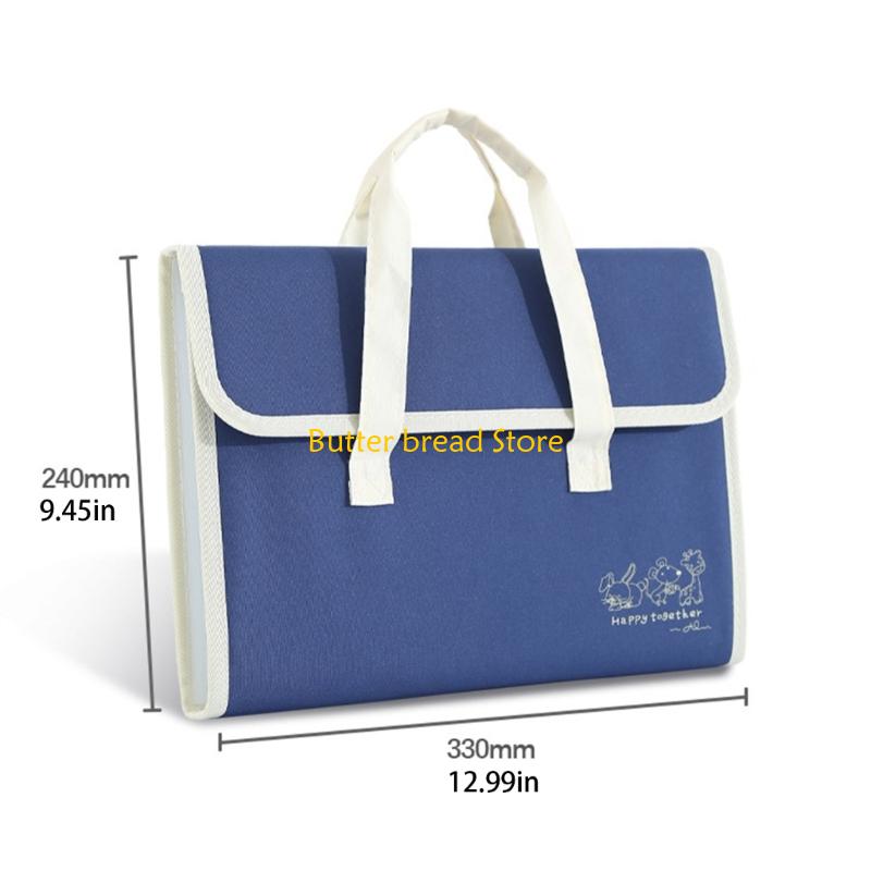 W89C Document Organizers Canvas Torage Bag with Labels File Folder Paper Storage Bag Organ Folder for Student Teacher