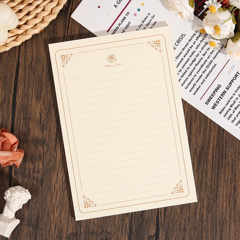 Linen Envelope Letter Paper Set No. 5: Western Retro Love Letter & Wedding Invitation Stationery with Handwritten Sealing Wax.