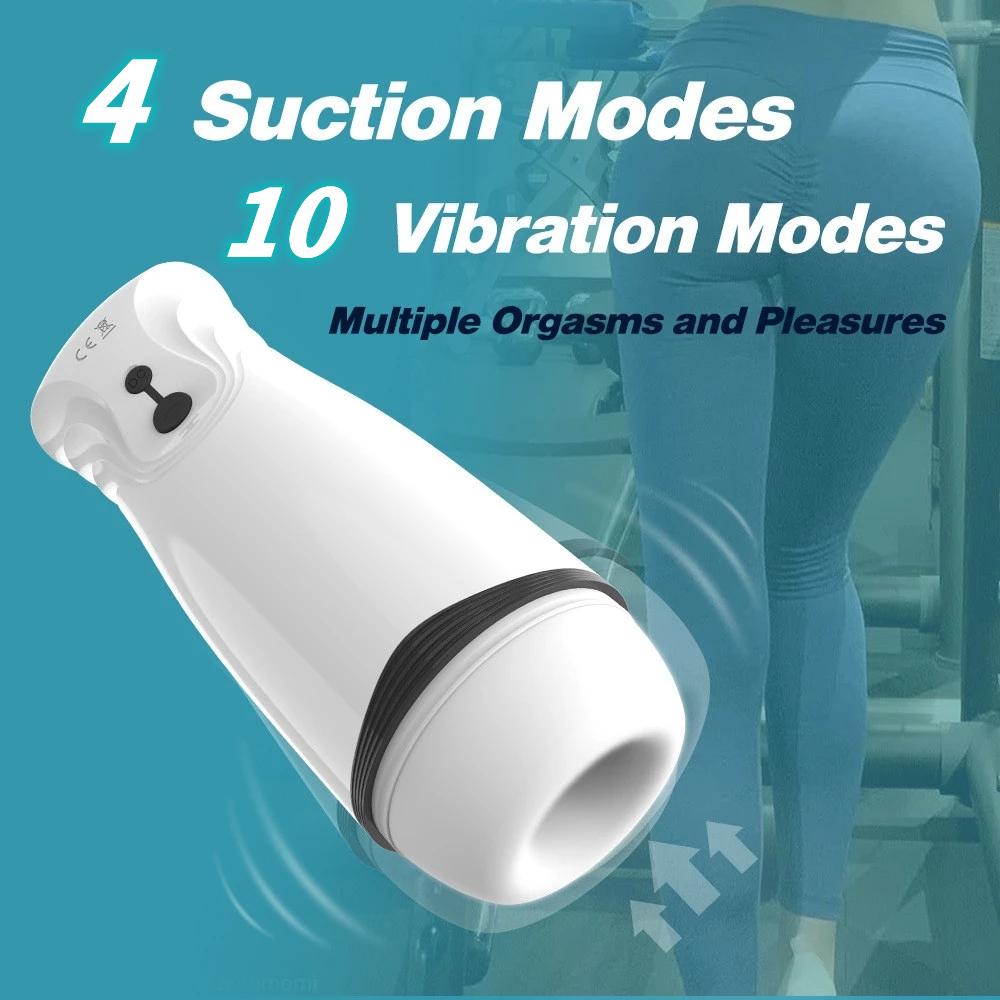 Nový automatický mužský masturbační kalíšek Kouření Sání Sex Machine Sání Kouření Vaginální masturbace Pussy Vibrator Sexuální hračky pro muže
