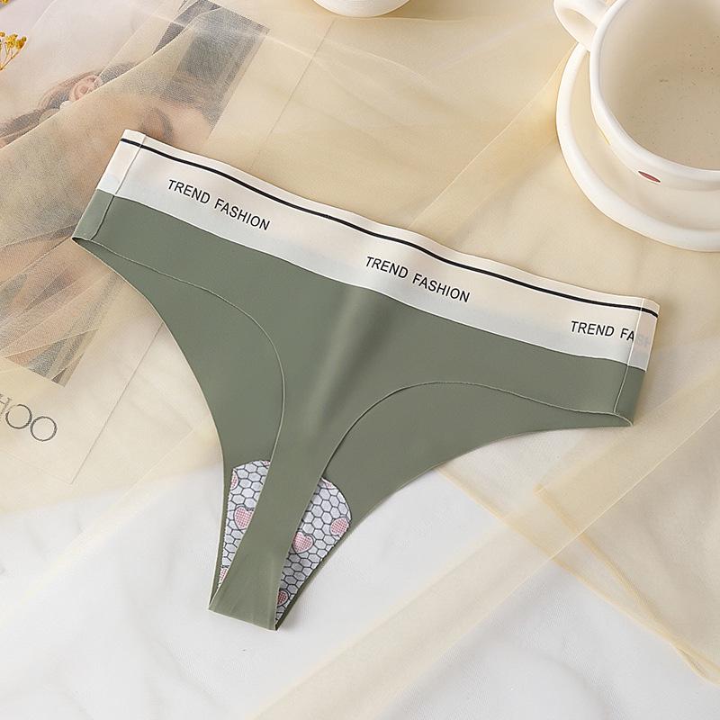 Plus Size Seamless Low-Rise Ice Silk Thong: Sexy, Antibacterial, Cotton Crotch Women's Underwear