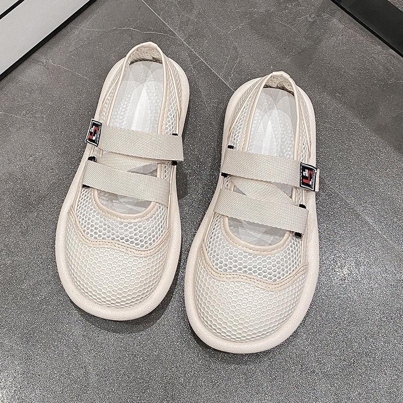 Retro single shoes women's 2025 summer new mesh breathable hole shoes comfortable one pedal pregnant women bag head sandals