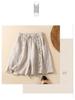 Women's Summer 2024 Retro Cotton Linen Ruffle Wide-Leg Shorts - Casual, Loose Mid-Length.