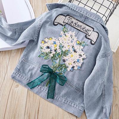 Girls Demin Jacket Kids Spring Warm Jacket Teenage Fashionable Cartoon Coat Autumn Baby Girls Kids Jeans Baby Outwear 3-15 Yrs