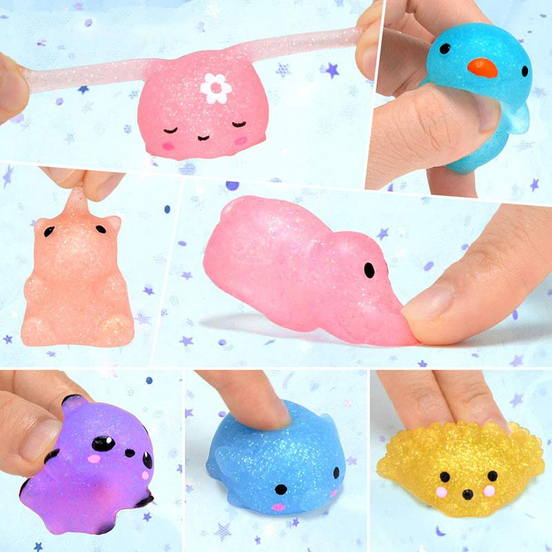 10pcs Soft Elastic Stress Relieving Toys Mini Animals Cute Cartoon TPR Kids Party Favors Children Halloween Birthday Gifts TMZ