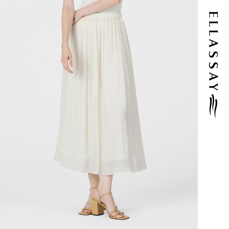 ELLASSAY Elegant Pleated A-line Long Skirt L