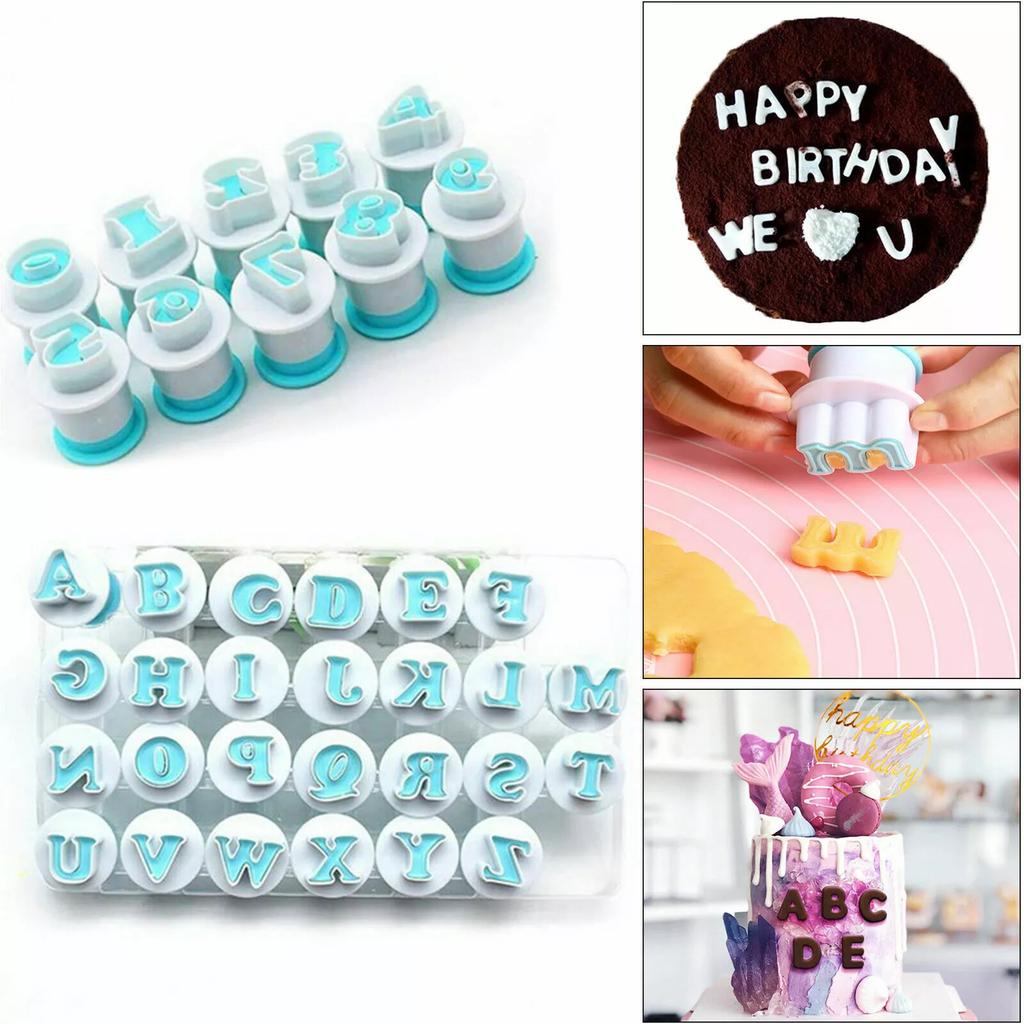 Alphabet Number Letter Fondant Mold Cake Decorating Set Icing Cutters Moulds for DIY Cookies Baking Tools Edible Letter Numbers