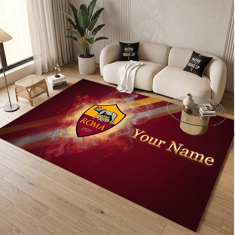 Personalized Crystal Velvet Carpet AS Roma FC Pattern Non Slip Floor Rug