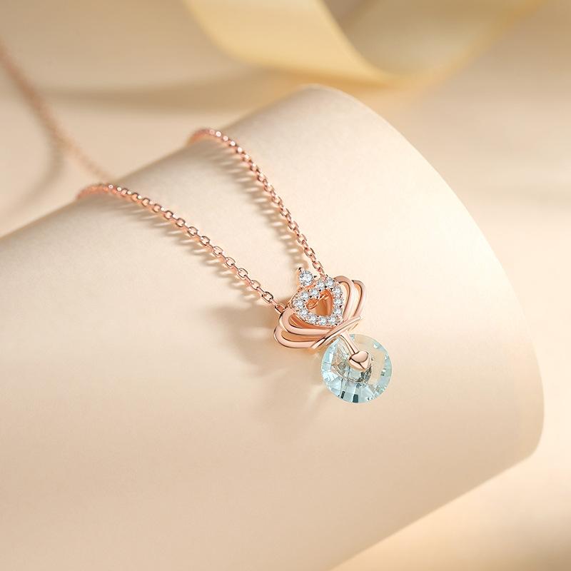 

Танциз Стерлингового Серебра 925 Классическое Женское Ожерелье Кулон Циркон Модный Подарок розового золота