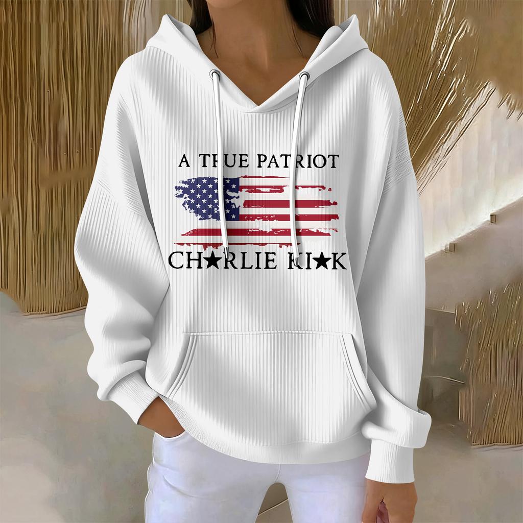 Women's Casual Fashion Print Long Sleeve Hooded Sweatshirt Top