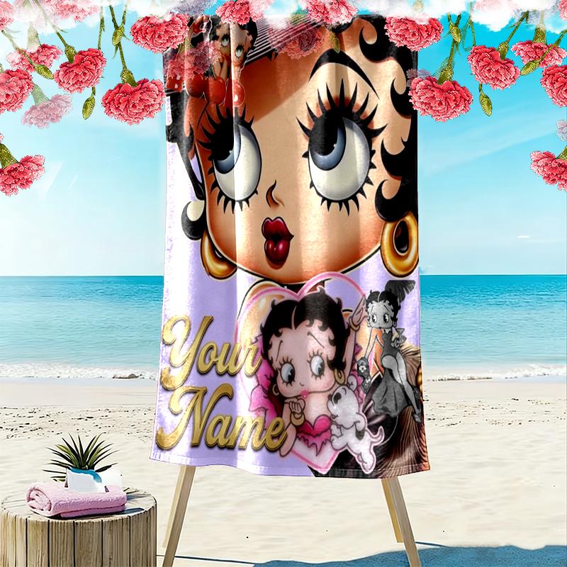 Custom NameCartoon, Betty Boop, Artwork Beach Towel Soft Microfiber Summer Towel Quick Dry Absorbent Towel for Beach Swimming Pool Travel