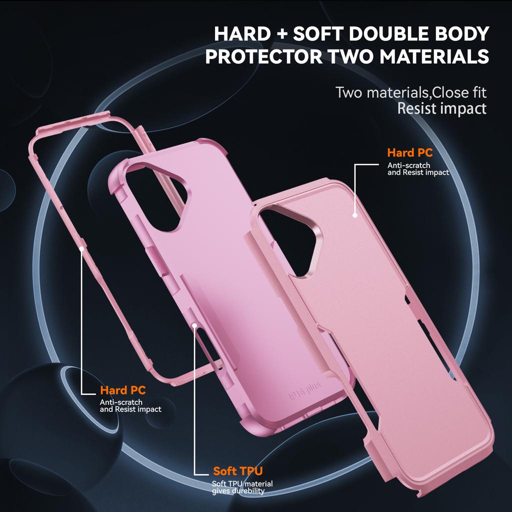 For iPhone 17 Case 3 In 1 Shockproof TPU PC Phone Cover
