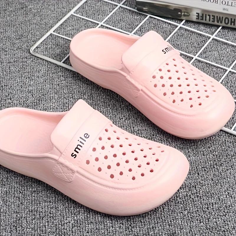 Baotou Slippers ,Women's Flat Bottom EVA Anti-slip Outdoor Half Slippers,Hole Beach Shoes Thick Bottom Breathable