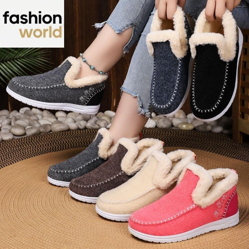Cotton Shoes Women's Shoes Large Size Snow Boots Plus Velvet Thickened Fashion All-match Cold-proof and Warm Cotton Boots
