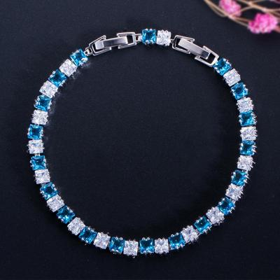 WWJ – bijoux tendance pour femmes, breloques de Tennis en zircone cubique bleu clair, Bracelets pour femme