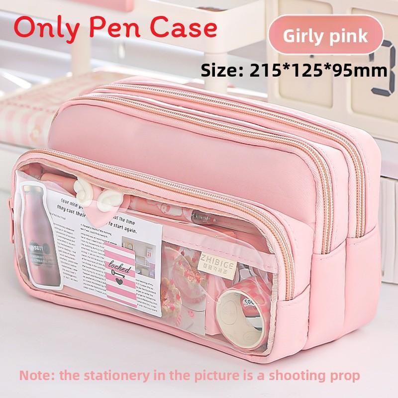Transparent Pencil Case Large Capacity With Multi Function Design For Students And Office Use