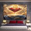 Sacred Heart with Crown of Thorns Pattern Wall Hanging Tapestry Decorative Tapestry Home Decor for Bedroom and Living Room